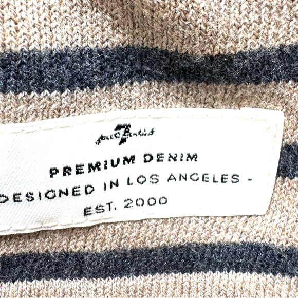 7 For All Mankind - men’s striped cotton blend sweater w rolled hem details - L - Picture 10 of 11